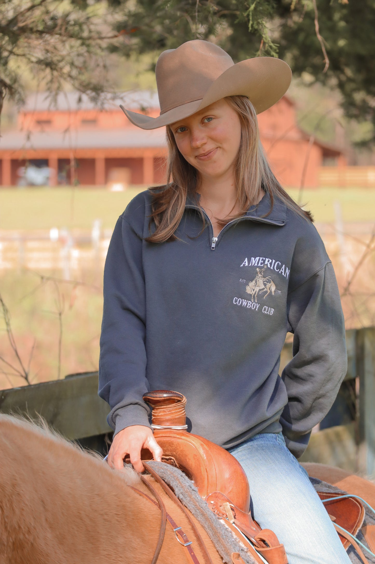 Cowboy Club Zip Crewneck