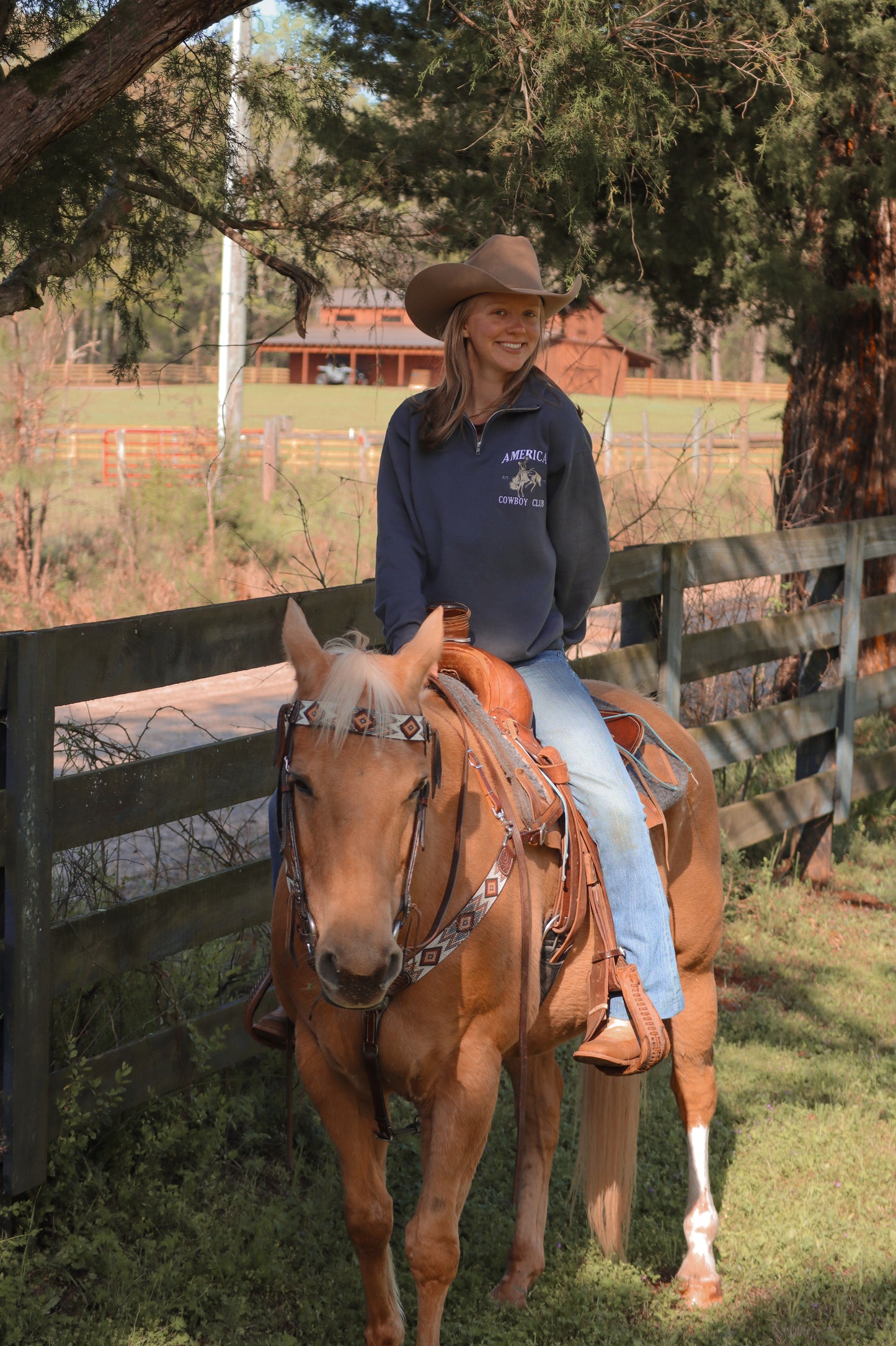 Cowboy Club Zip Crewneck