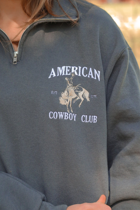 Cowboy Club Zip Crewneck