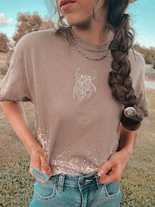 Bleached Highland Cow Tee